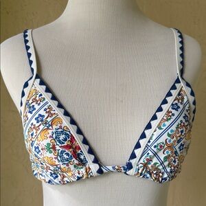 Women’s White & Blue Printed Two-Piece Swim Set